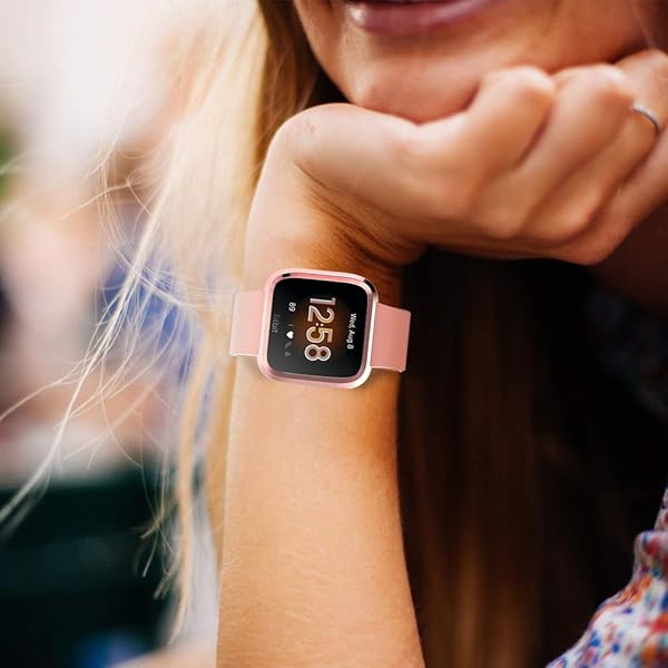 Simpeak Simpeak Soft Screen Protector Bumper Case for Fitbit Versa Smartwatch Pack of 5 Full Protection in Rose Pink Clear Silver Black Rose Gold - View 7 of 7