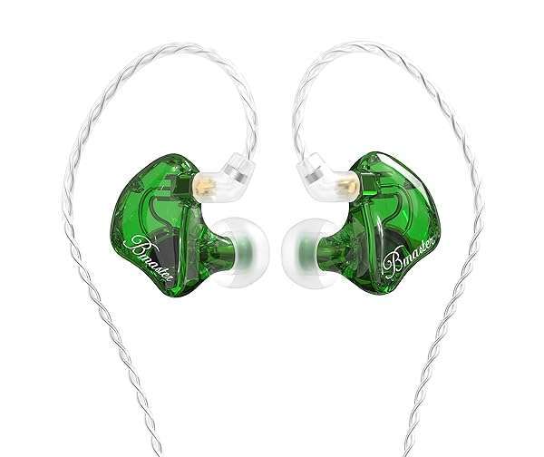 BASN BASN Bmaster Triple Driver HiFi In-Ear Monitors - Noise-Isolating Headphones with Detachable Cables for Audio Recording (Green)