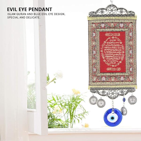 Hztyyier Turkish Blue Evil Eye Beads Ornament Amulet Rug Delicate Blue Glass Pendant Home Lucky Wall Hanging Decor - View 2 of 7