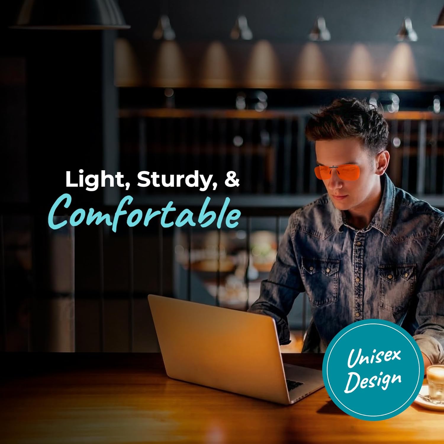 Sleep ZM Sleep ZM Clip On Orange Blue Light Glasses for Computer TV Gaming Improve Sleep Quality Naturally for Men and Women - View 5 of 6