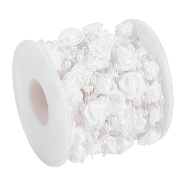 Hztyyier 10m Rose Pearl String Beads for Wedding & Party Decor | DIY Crafts & Accessories (White)