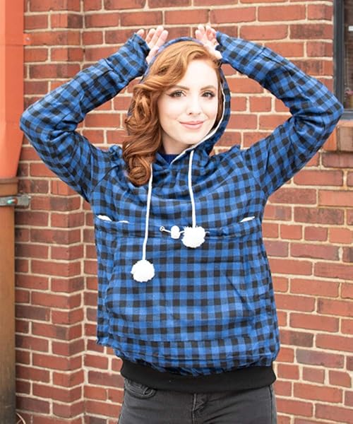 ALYC Pet Pouch Hoodie Cat Dog Holder Sweatshirt Large Pocket Carrier Pullover Tops for Women Blue Black Large - View 2 of 7