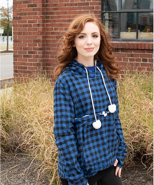 ALYC Pet Pouch Hoodie Cat Dog Holder Sweatshirt Large Pocket Carrier Pullover Tops for Women Blue Black Large - View 5 of 7