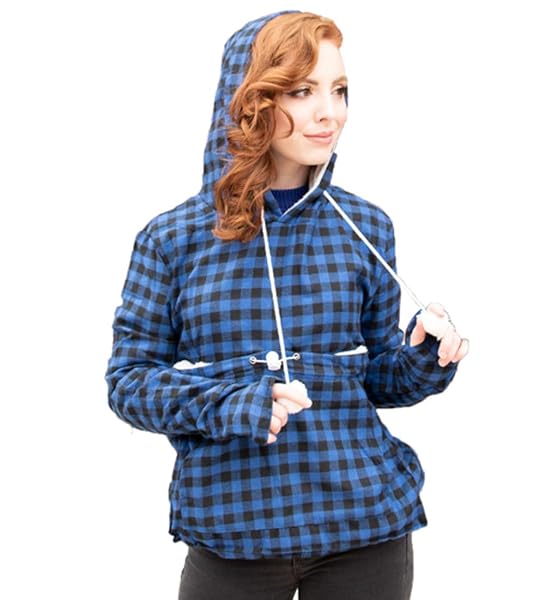 ALYC Pet Pouch Hoodie Cat Dog Holder Sweatshirt Large Pocket Carrier Pullover Tops for Women Blue Black Large