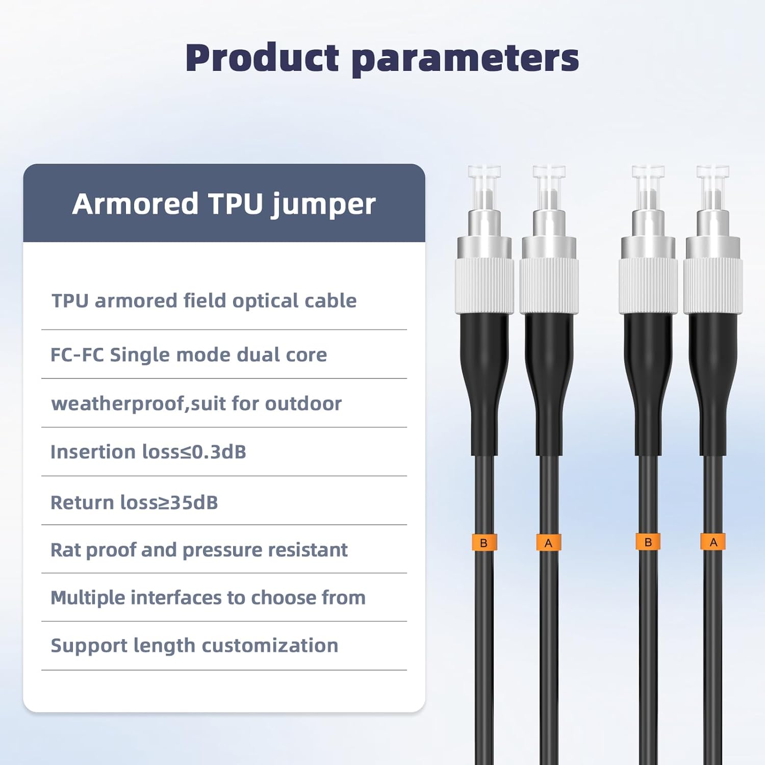 Jeirdus Jeirdus 15M LC to ST Outdoor Armored Duplex 9/125 SM Fiber Optic Cable Jumper - High-Quality 15M Optical Patch Cord - View 2 of 9