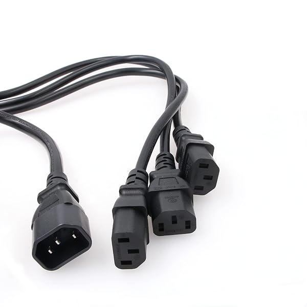 Eonvic Eonvic IEC 320 C14 Male to 3 x C13 Female Y Splitter Power Cable - 1ft (3ft/100cm) for Efficient Power Distribution - View 2 of 4