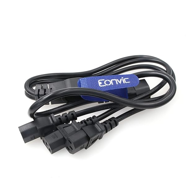 Eonvic Eonvic IEC 320 C14 Male to 3 x C13 Female Y Splitter Power Cable - 1ft (3ft/100cm) for Efficient Power Distribution - View 3 of 4