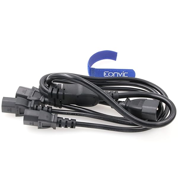 Eonvic Eonvic IEC 320 C14 Male to 3 x C13 Female Y Splitter Power Cable - 1ft (3ft/100cm) for Efficient Power Distribution - View 4 of 4