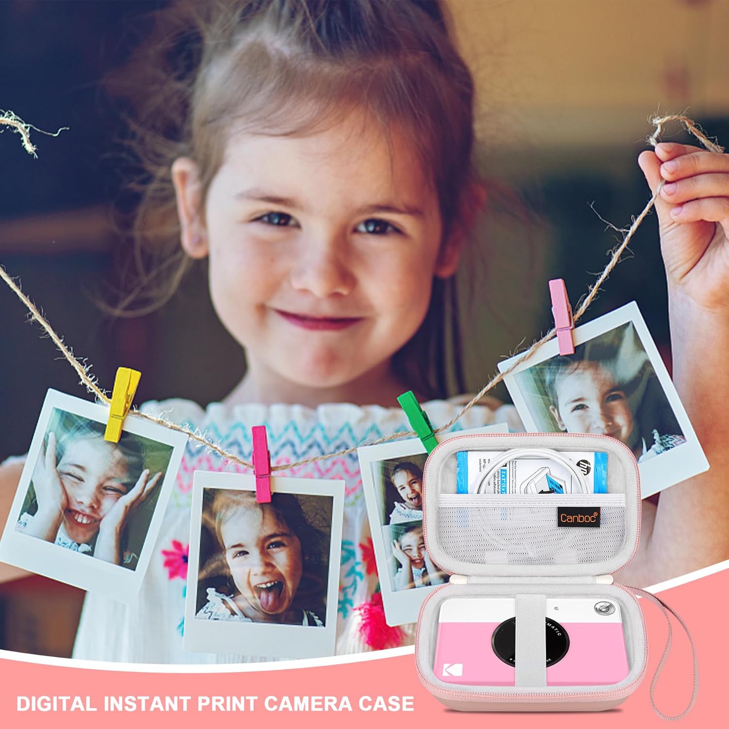 Canboc Canboc Carrying Case for Kodak Printomatic Instant Camera Mesh Bag for Photo Paper and Cable in Rose Gold - View 7 of 7