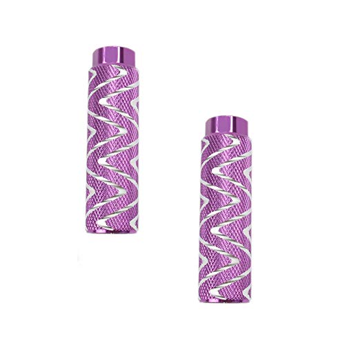 "Buy KOOBOOK 2Pcs Aluminum Bike Pedals & Stunt Pegs - 28mm Diameter, Fits 3/8" Axles, Purple BMX Accessories"
