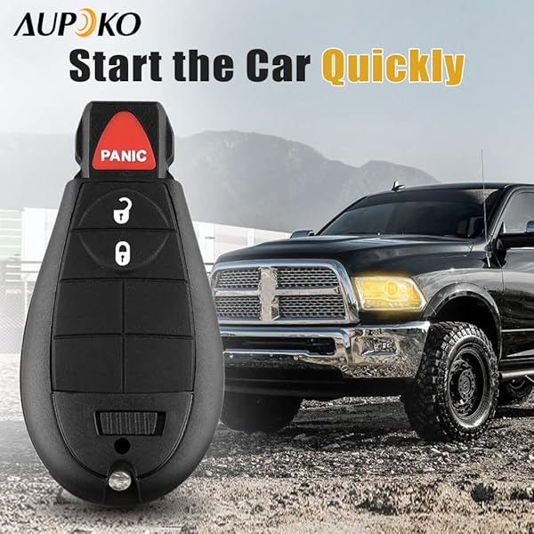 Aupoko Aupoko GQ4-53T Keyless Entry Remote Key Fob for Dodge Ram 1500 2500 3500 with 3 Buttons Smart Key Compatibility - View 3 of 8