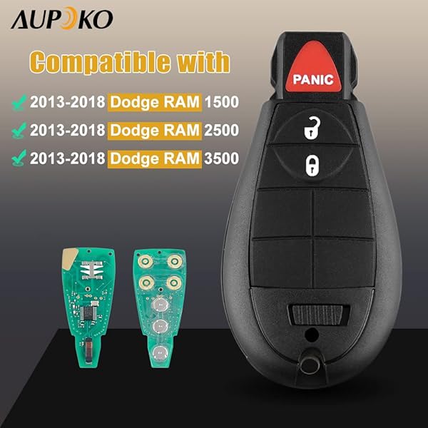 Aupoko Aupoko GQ4-53T Keyless Entry Remote Key Fob for Dodge Ram 1500 2500 3500 with 3 Buttons Smart Key Compatibility - View 4 of 8