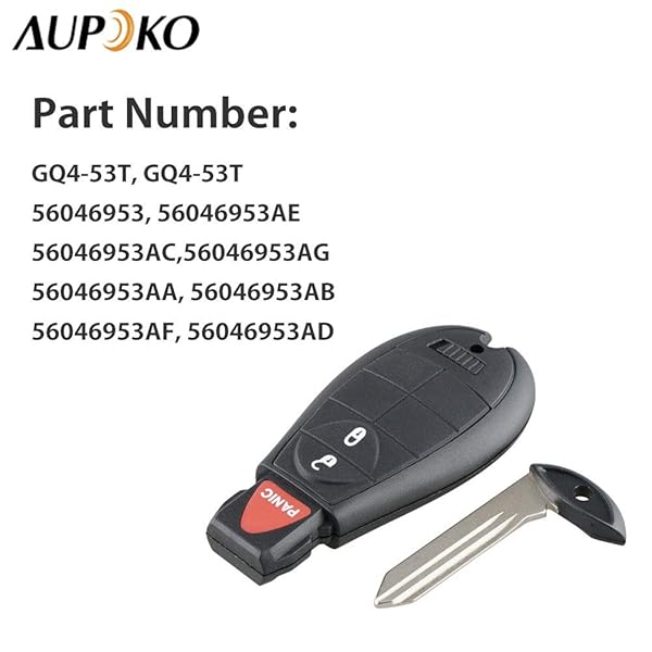 Aupoko Aupoko GQ4-53T Keyless Entry Remote Key Fob for Dodge Ram 1500 2500 3500 with 3 Buttons Smart Key Compatibility - View 8 of 8