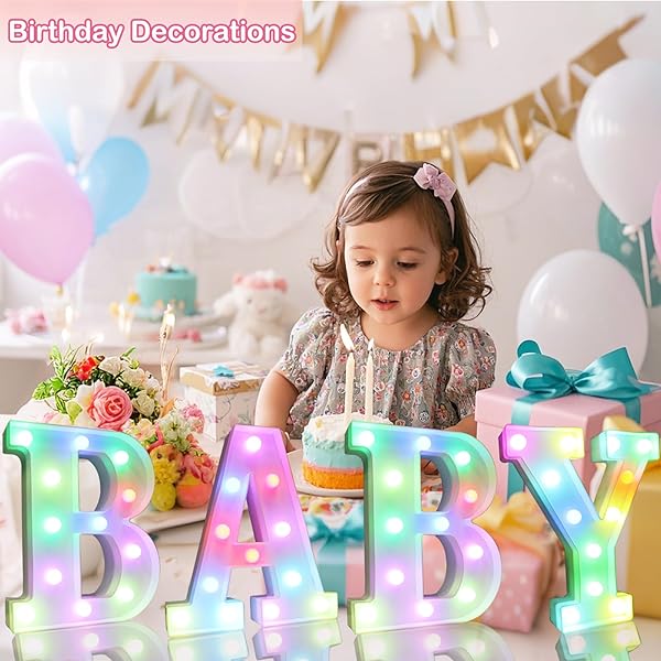 OYCBUZO Colorful LED Marquee Letter Lights with Remote 18 Color Changing Alphabet Sign for Bedroom Wedding Party Decor - View 3 of 6