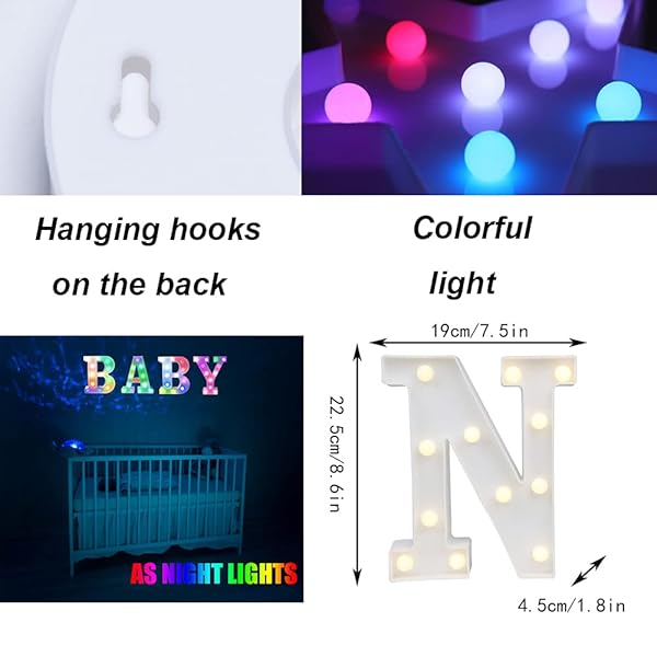 OYCBUZO Colorful LED Marquee Letter Lights with Remote 18 Color Changing Alphabet Sign for Bedroom Wedding Party Decor - View 6 of 6