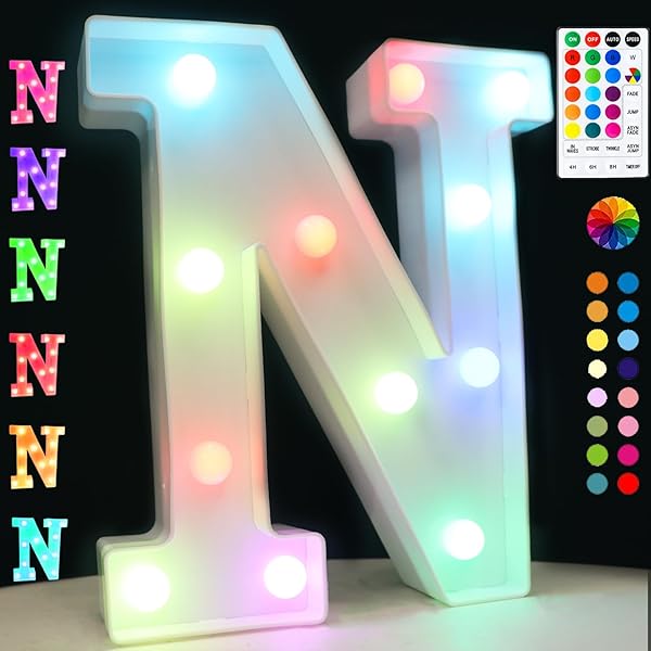 OYCBUZO Colorful LED Marquee Letter Lights with Remote 18 Color Changing Alphabet Sign for Bedroom Wedding Party Decor