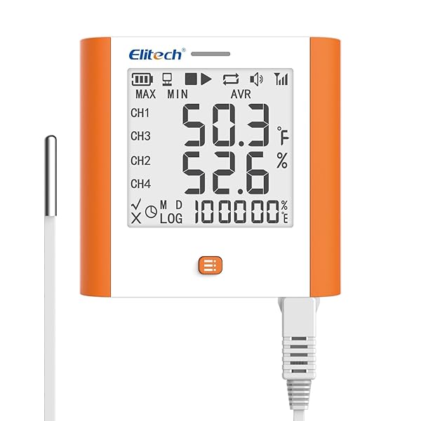 Elitech Elitech 100000 Points Digital Temperature Humidity Data Logger for Medical Refrigerators and Vaccine Fridge Monitoring