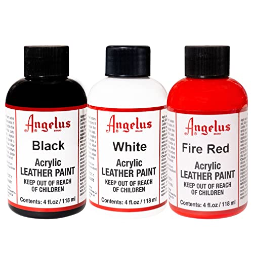Angelus Angelus Acrylic Paint Set: 4 oz Black, White & Fire Red Trio for Vibrant Art Projects