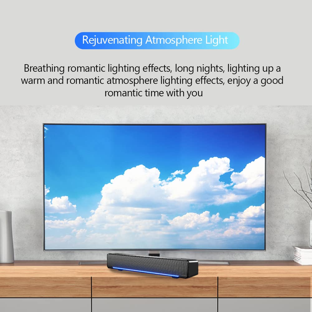 Wendry Wendry Computer Speakers: USB Portable Soundbar with 3D Stereo, Bass Surround & LED Light - View 3 of 8