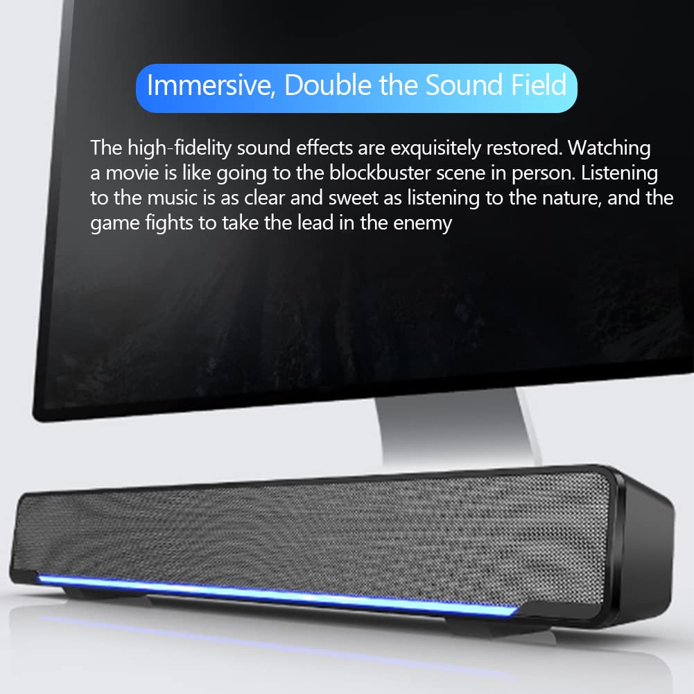 Wendry Wendry Computer Speakers: USB Portable Soundbar with 3D Stereo, Bass Surround & LED Light - View 8 of 8