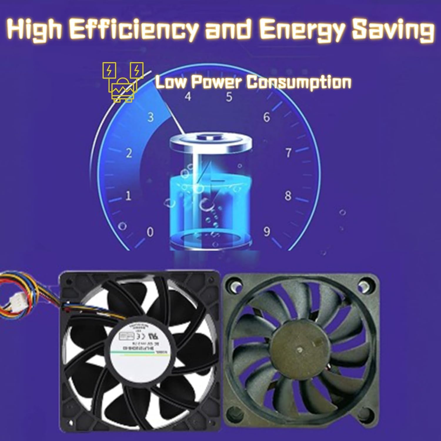 Yoidesu Yoidesu 120mm 12V 2.7A Ball Bearing Cooling Fan 4-Pin Quiet High Speed 6000RPM 210.38CFM Performance Cooler - View 6 of 9