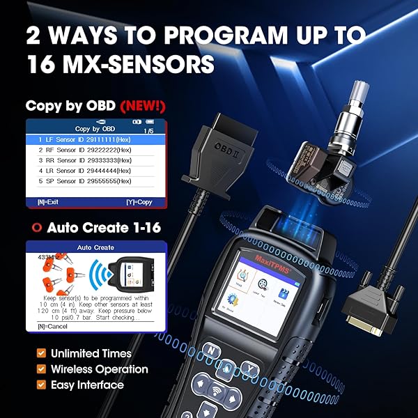 Autel Autel MaxiTPMS TS408S: 2024 OBD Programming Scanner for TPMS Reset & DTCs - Universal 315/433 Sensor Compatibility - View 3 of 9