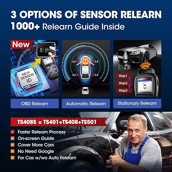 Autel Autel MaxiTPMS TS408S: 2024 OBD Programming Scanner for TPMS Reset & DTCs - Universal 315/433 Sensor Compatibility - View 4 of 9
