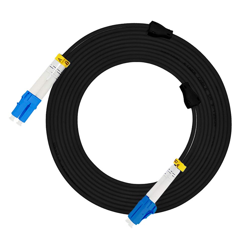 Jeirdus 5M SC to FC Outdoor Armored Duplex Fiber Optic Cable Jumper - 9/125 SM, 16ft Optical Patch Cord