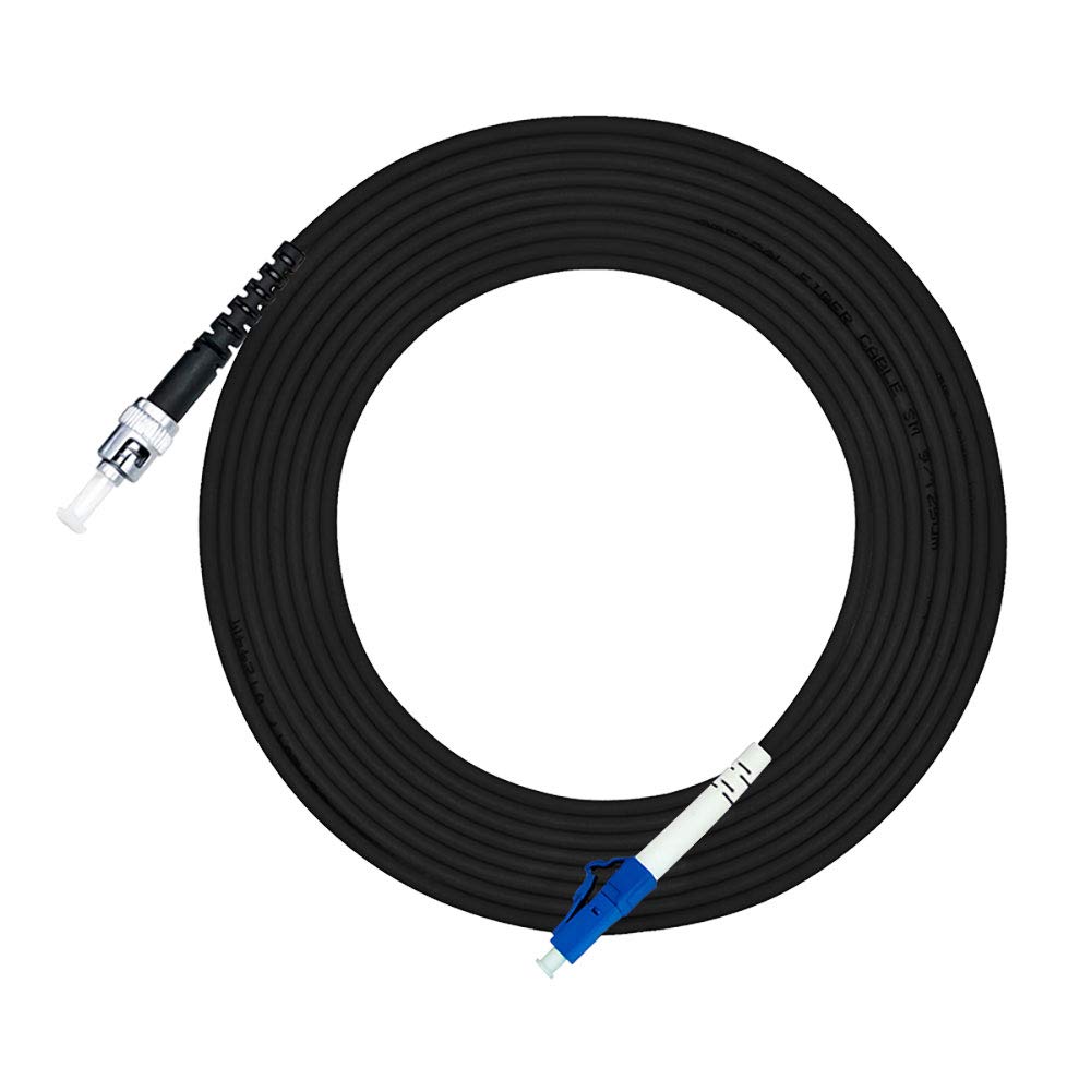 Jeirdus 200M LC to ST Outdoor Armored Simplex 9/125 SM Fiber Optic Cable Jumper - High-Quality 656ft Optical Patch Cord