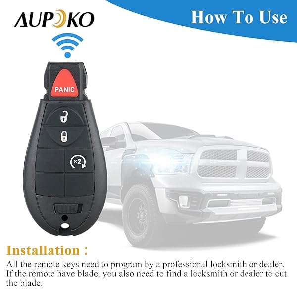 Aupoko Aupoko GQ4-53T Keyless Entry Remote Key Fob for 2013-2018 Dodge Ram 1500 2500 3500 Replace 56046955 56046955AG 56046955AA 56046955AB - View 6 of 8