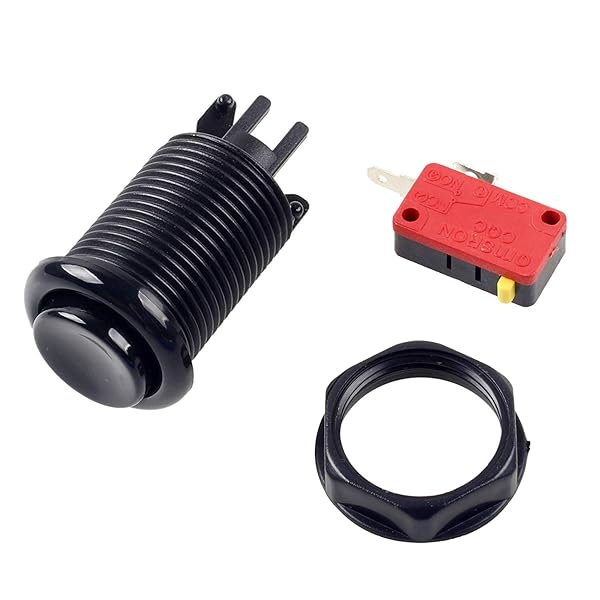 Fosiya Fosiya 7X Arcade Buttons 30mm Happ Type Push Buttons with 20cm Cable for Arcade Joystick and Arcade1up Games Console Black - View 5 of 6