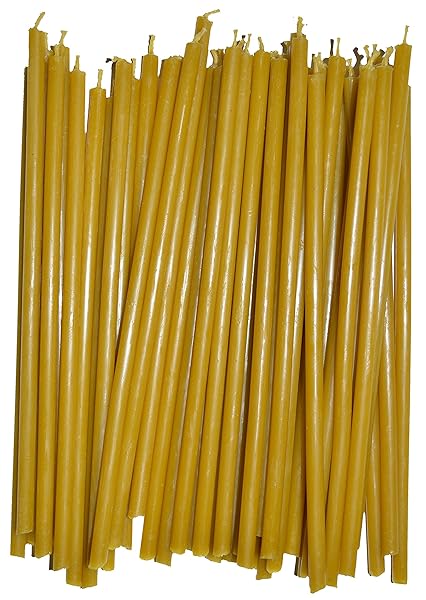 KESIS KESIS Natural Wax Beeswax Candles 40 Pack Perfect for Candlelit Dinners Churches Festive Cakes and Home Decor 6.7 Inches Long