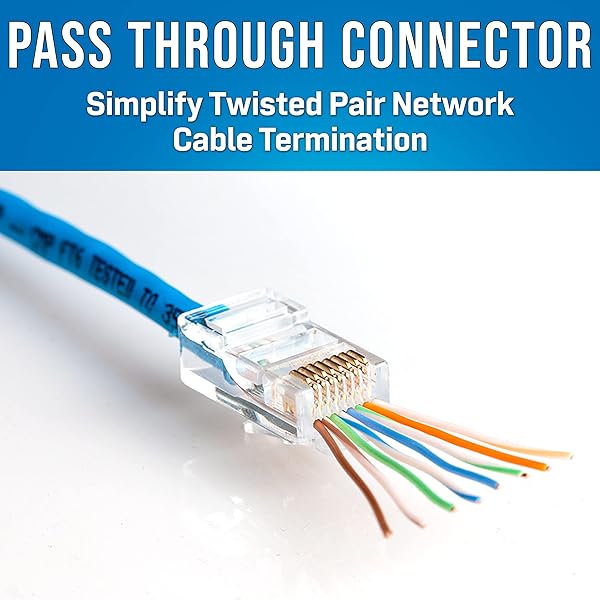 Jonard Tools Jonard Tools 100 Pack RJ45 Passthrough Connectors for CAT6 and CAT6a Ethernet Cable RJ45-6100 - View 4 of 6