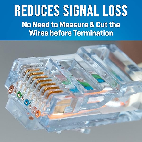 Jonard Tools Jonard Tools 100 Pack RJ45 Passthrough Connectors for CAT6 and CAT6a Ethernet Cable RJ45-6100 - View 5 of 6