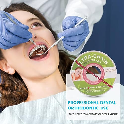 ANNWAH ANNWAH Colorful Orthodontic Braces Rubber Chains for Effective Dental Treatment Long Red Power Chains - View 3 of 6