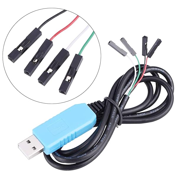DGZZI PL2303TA USB to TTL Serial Cable 3 Feet Black Green Red White 4 Pins Indoor Use Compatible with USB Devices