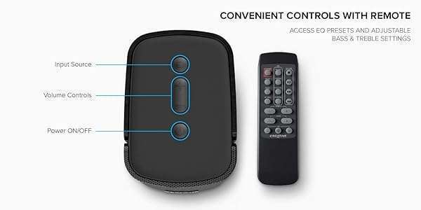 Creative Creative T100 2.0 Hi-Fi Speakers: 80W Bluetooth 5.0, Optical & AUX-in, Superior Sound for Computers & Laptops - View 8 of 8