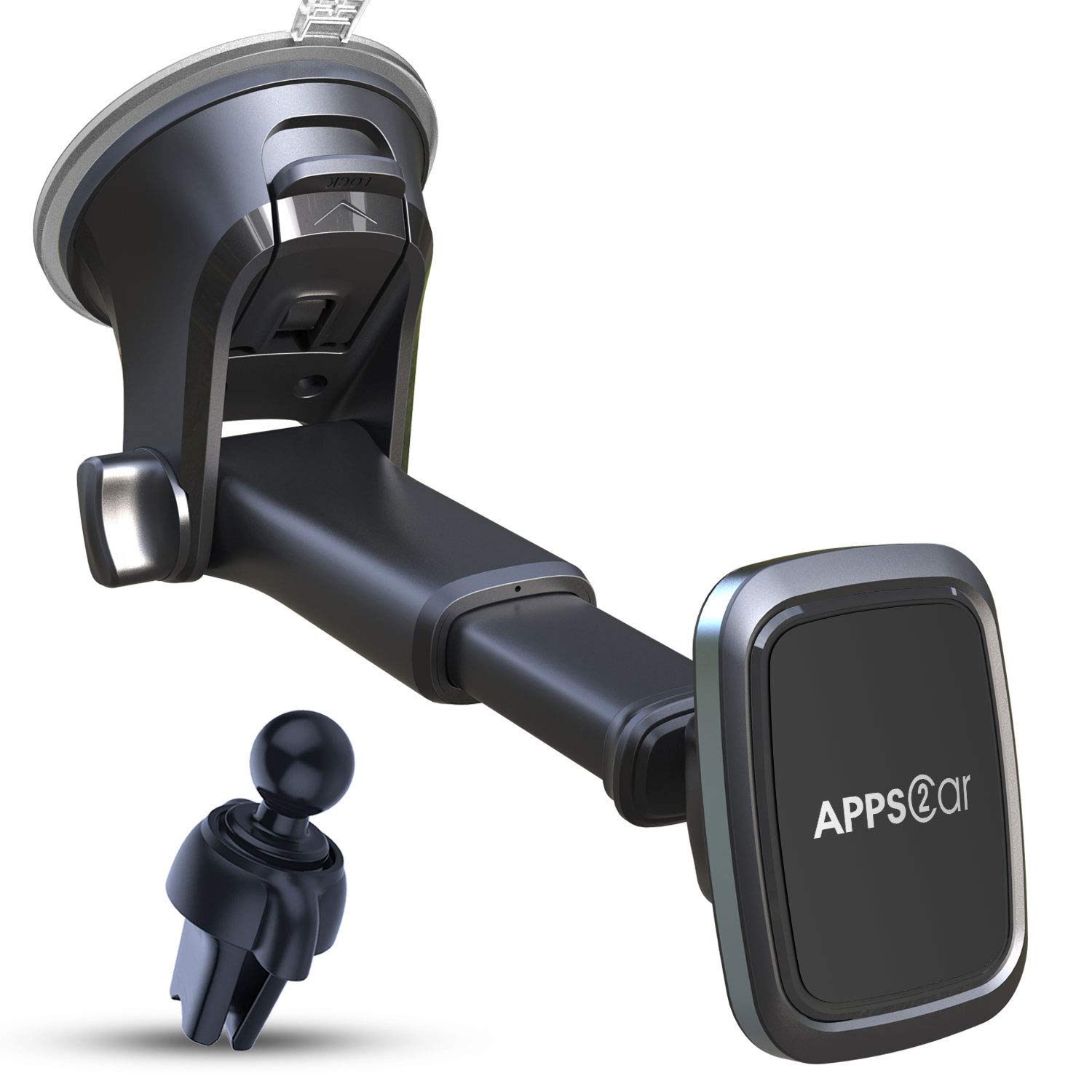 APPS2Car APPS2Car 3-in-1 Magnetic Phone Mount: Dashboard, Windshield & Air Vent Holder for All Cell Phones
