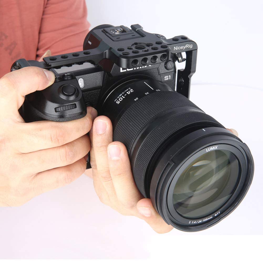 NICEYRIG Buy NICEYRIG Camera Cage for Panasonic Lumix S1/S1R - Quick Release NATO Rails & Versatile Mounting Holes - View 5 of 7