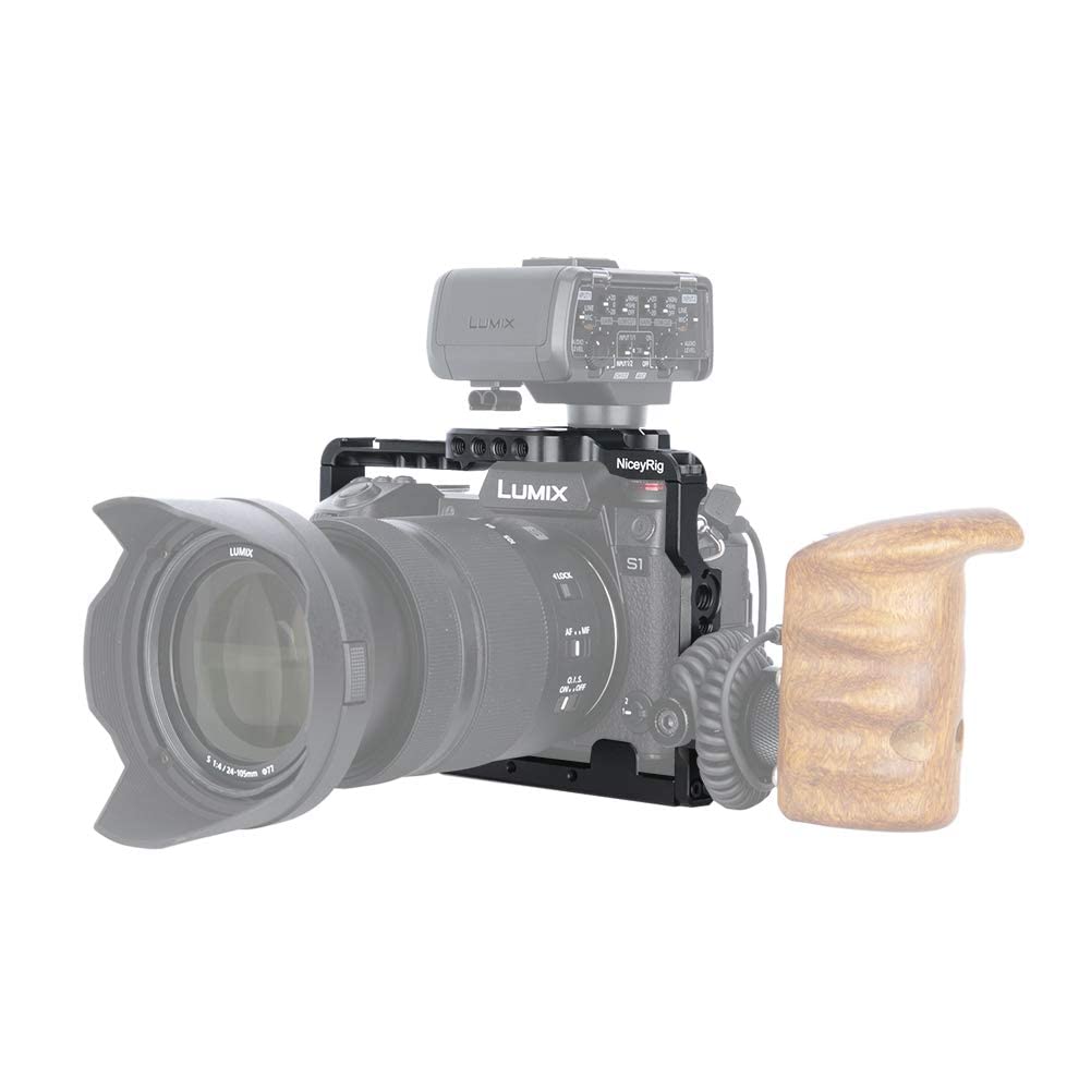 NICEYRIG Buy NICEYRIG Camera Cage for Panasonic Lumix S1/S1R - Quick Release NATO Rails & Versatile Mounting Holes - View 6 of 7