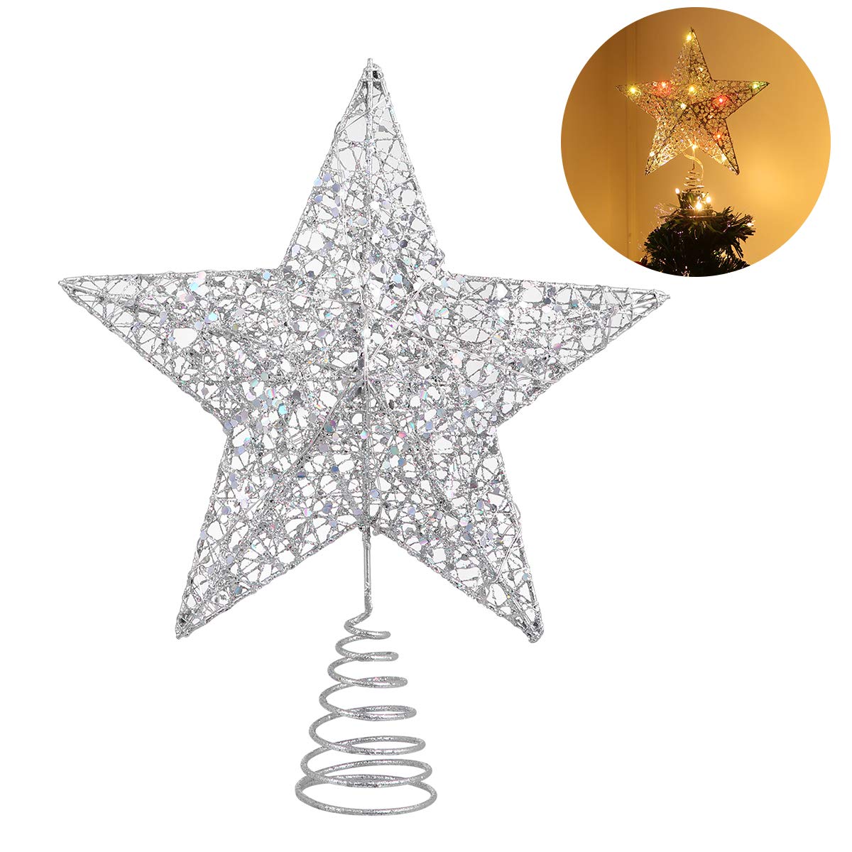 STOBOK STOBOK 12-Inch Colorful Lighted Christmas Tree Topper Star - Perfect Holiday Decoration for Your Xmas Tree - View 2 of 9