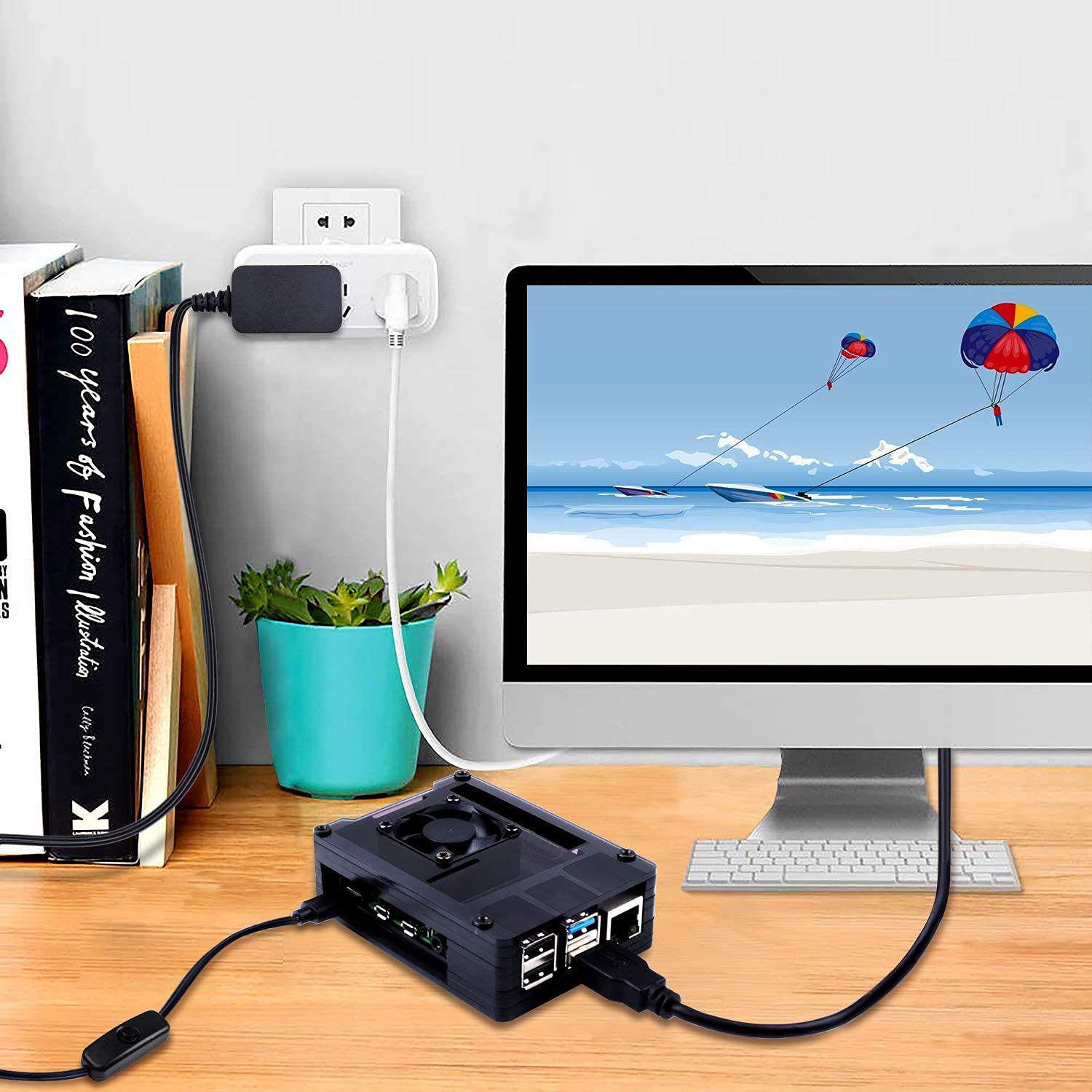 Smraza Smraza Raspberry Pi 4 Case with Cooling Fan Heatsinks and USB-C Power Supply for Model B Upgrade - View 6 of 7