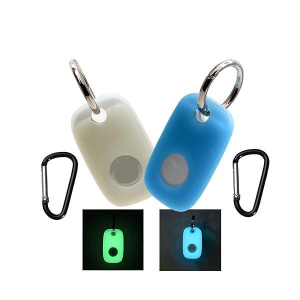 KJGLRSQH Glow Case for Tile Pro 2022 2-Pack Glow in Dark Bluetooth Tracker Cover for Key Finder and Pet Collar Accessories Green and Blue