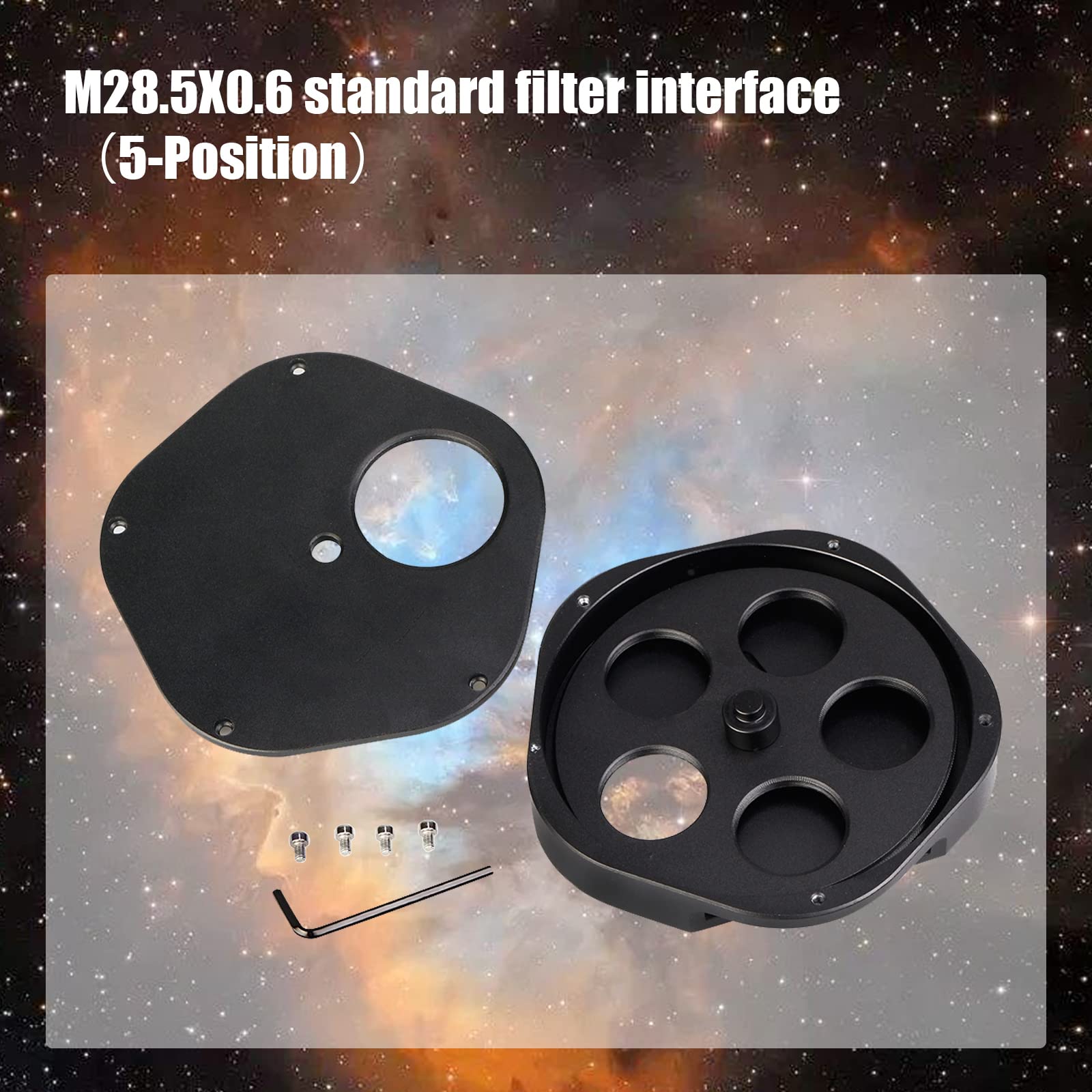 SVBONY SV133 5 Position Filter Wheel for Telescope with 1.25 Inch Eyepiece Adaptor T2 Camera Adaptor and Locking Ring - View 4 of 9