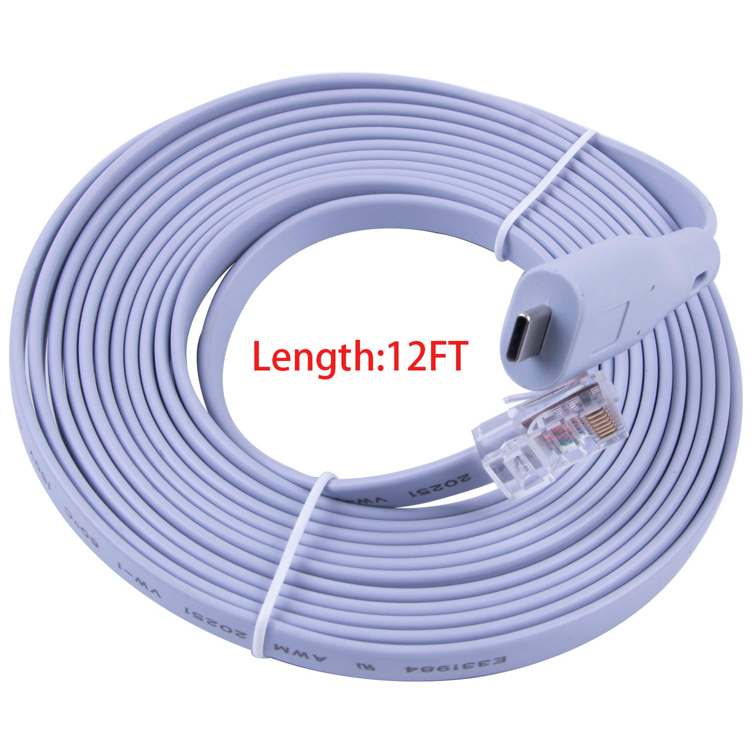 Type C to RJ45 RS232 Serial Console Cable FT232RL Adapter for Cisco Huawei Routers 12ft Support Win10 - View 2 of 3
