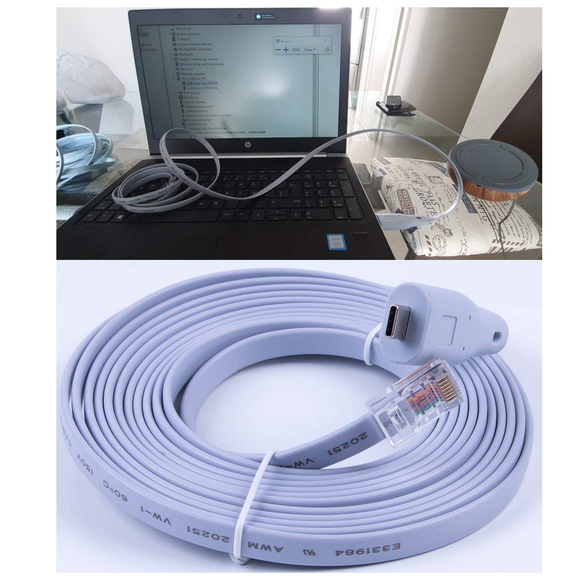 Type C to RJ45 RS232 Serial Console Cable FT232RL Adapter for Cisco Huawei Routers 12ft Support Win10 - View 3 of 3