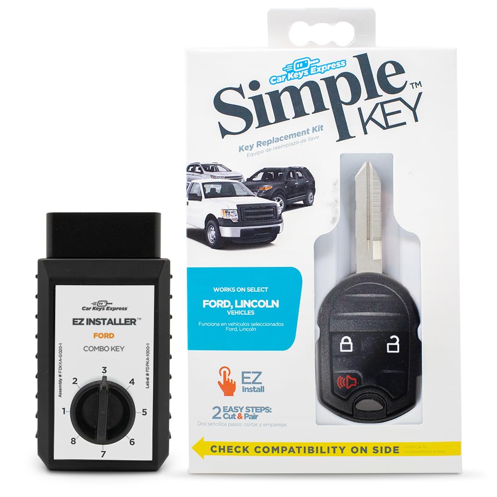 Car Keys Express Simple Key Fob and Key Programmer 3 Button Keypads Replacement Remote Kit for Ford and Lincoln