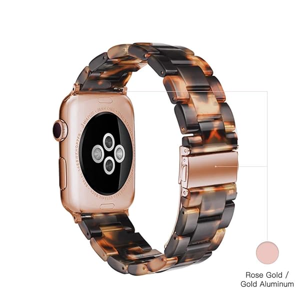 Light Source Company Fashion Resin Apple Watch Band for Series 10 9 8 Women Tortoise Stone Compatible with 38mm 40mm 41mm 42mm Models - View 4 of 9
