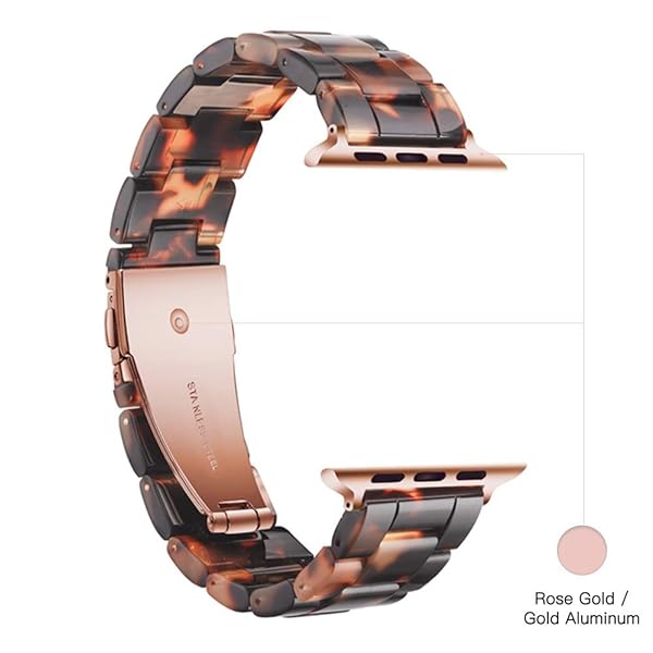 Light Source Company Fashion Resin Apple Watch Band for Series 10 9 8 Women Tortoise Stone Compatible with 38mm 40mm 41mm 42mm Models - View 5 of 9