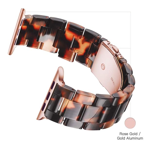 Light Source Company Fashion Resin Apple Watch Band for Series 10 9 8 Women Tortoise Stone Compatible with 38mm 40mm 41mm 42mm Models - View 6 of 9